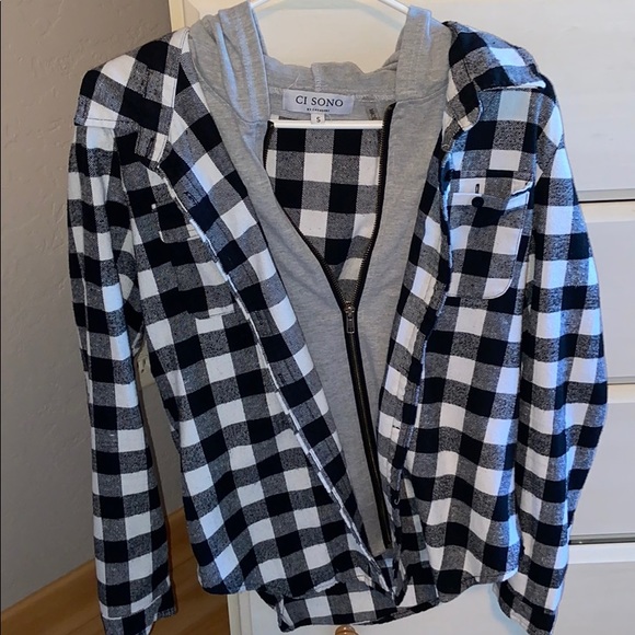 Long sleeve flannel with hoodie - Picture 4 of 4
